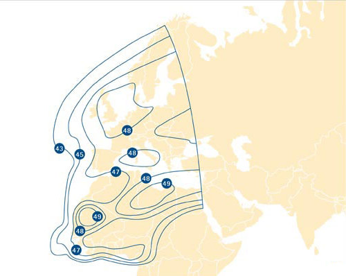 Europe & Africa PAS 1R satellite coverage